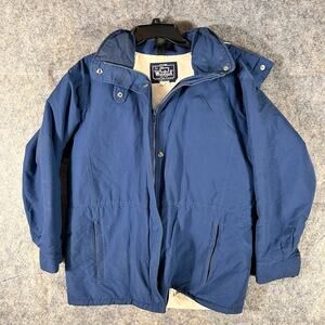 Vtg Woolrich Mens Parka Jacket LARGE Blue Long /‎ Lined USA Made/ Small Flaw